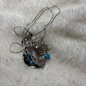 Trendy Sterling Silver Turquoise Necklace 20 Inch Chain